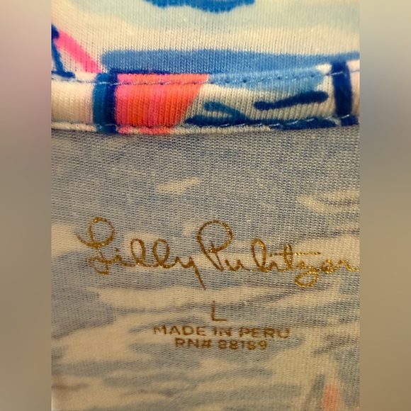 Lilly Pulitzer Blue and White Sailboat Long Sleeve Top - Picture 4 of 8